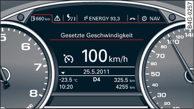 Kombiinstrument: Gewählte Geschwindigkeit